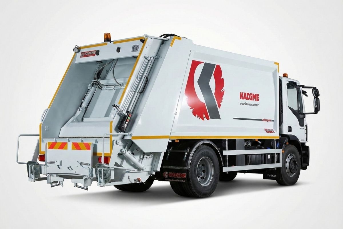 Kademe Rear Loader Garbage Truck Front View